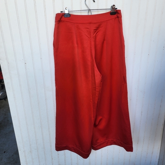 Express X Ladygang Women's Extreme Wide Leg Satin Pants Red Slimming Sz 10 - Picture 5 of 11
